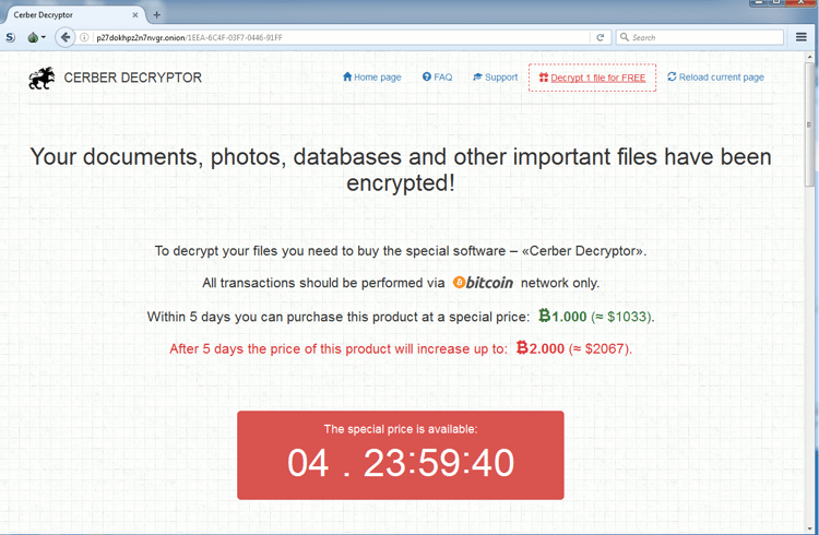 Cerber Your Files have been encrypted