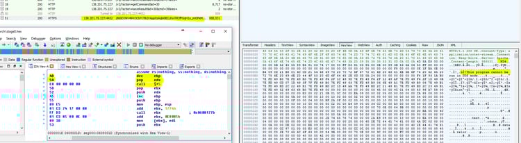 Fileless attack framework MZ file header